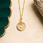 Golden Rutilated Quartz Gold Circle Pendant Necklace Necklaces Soul & Little Rose