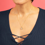 Aqua Chalcedony Small Gold Disc Round Necklace Necklaces Soul & Little Rose
