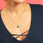 Blue Opal Gemstone Small Disc Gold Necklace Necklaces Soul & Little Rose