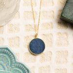 Blue Opal Gemstone Disc Pendant Gold Necklace Necklaces Soul & Little Rose