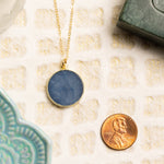 Blue Opal Gemstone Disc Pendant Gold Necklace Necklaces Soul & Little Rose