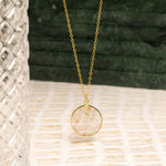 Golden Rutilated Quartz Round Circle Gold Pendant Necklaces Soul & Little Rose