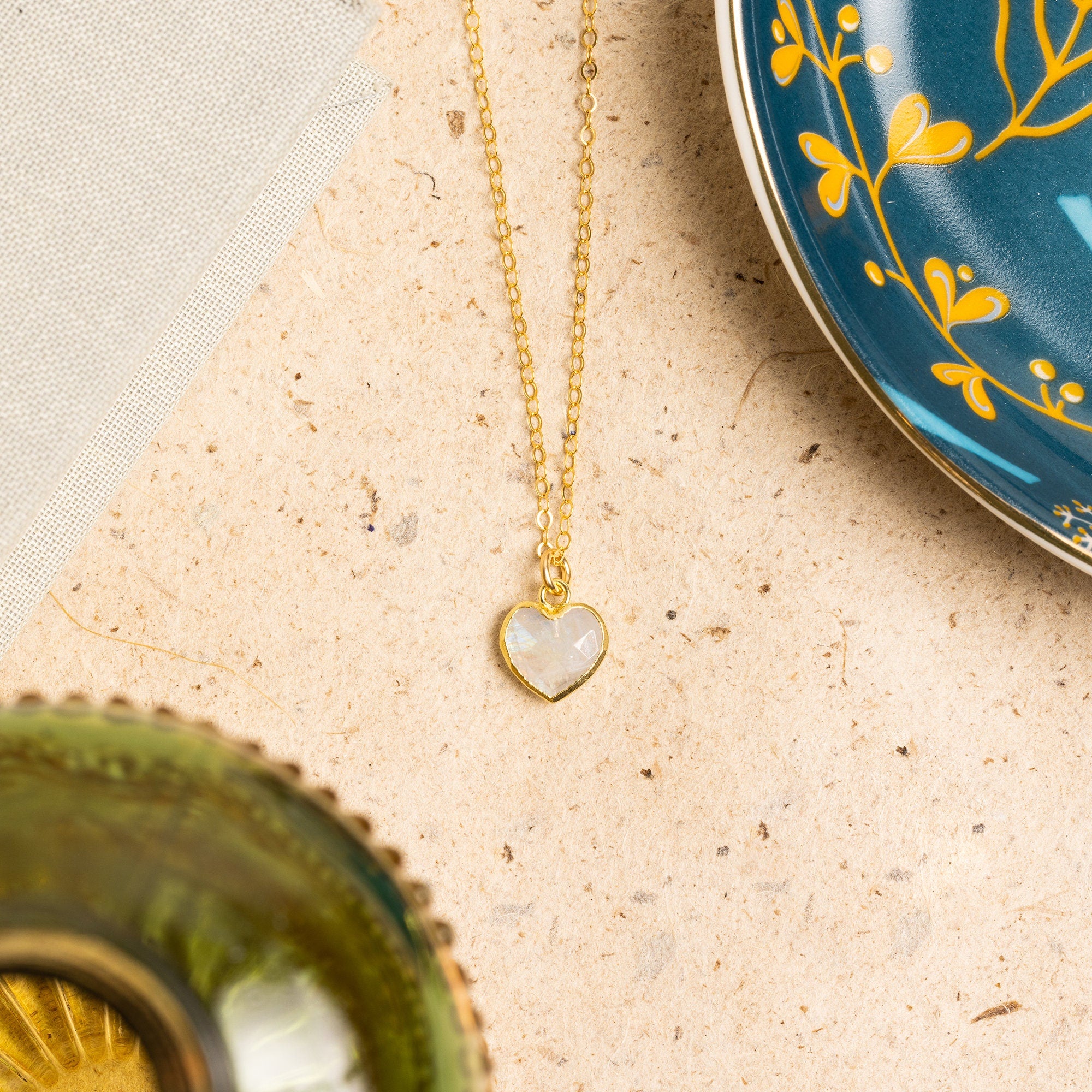 Moonstone Small Heart Gold Pendant Necklace Necklaces Soul & Little Rose