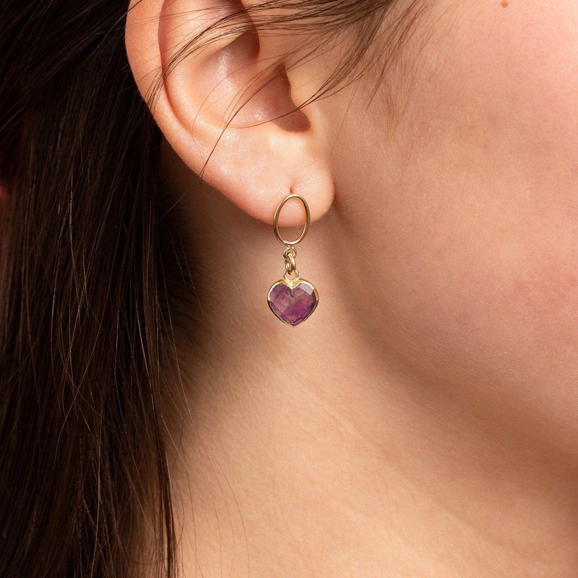 Amethyst Mini Heart Gemstone Earrings Earrings Soul & Little Rose   