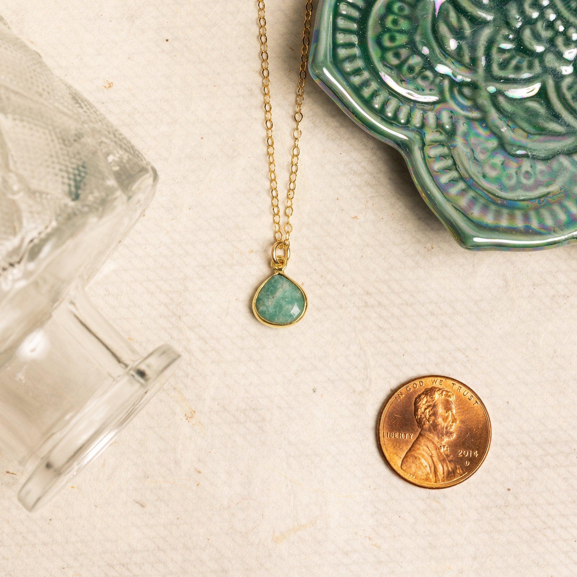 Amazonite Drop  Gemstone Pendant Necklace Necklaces Soul & Little Rose