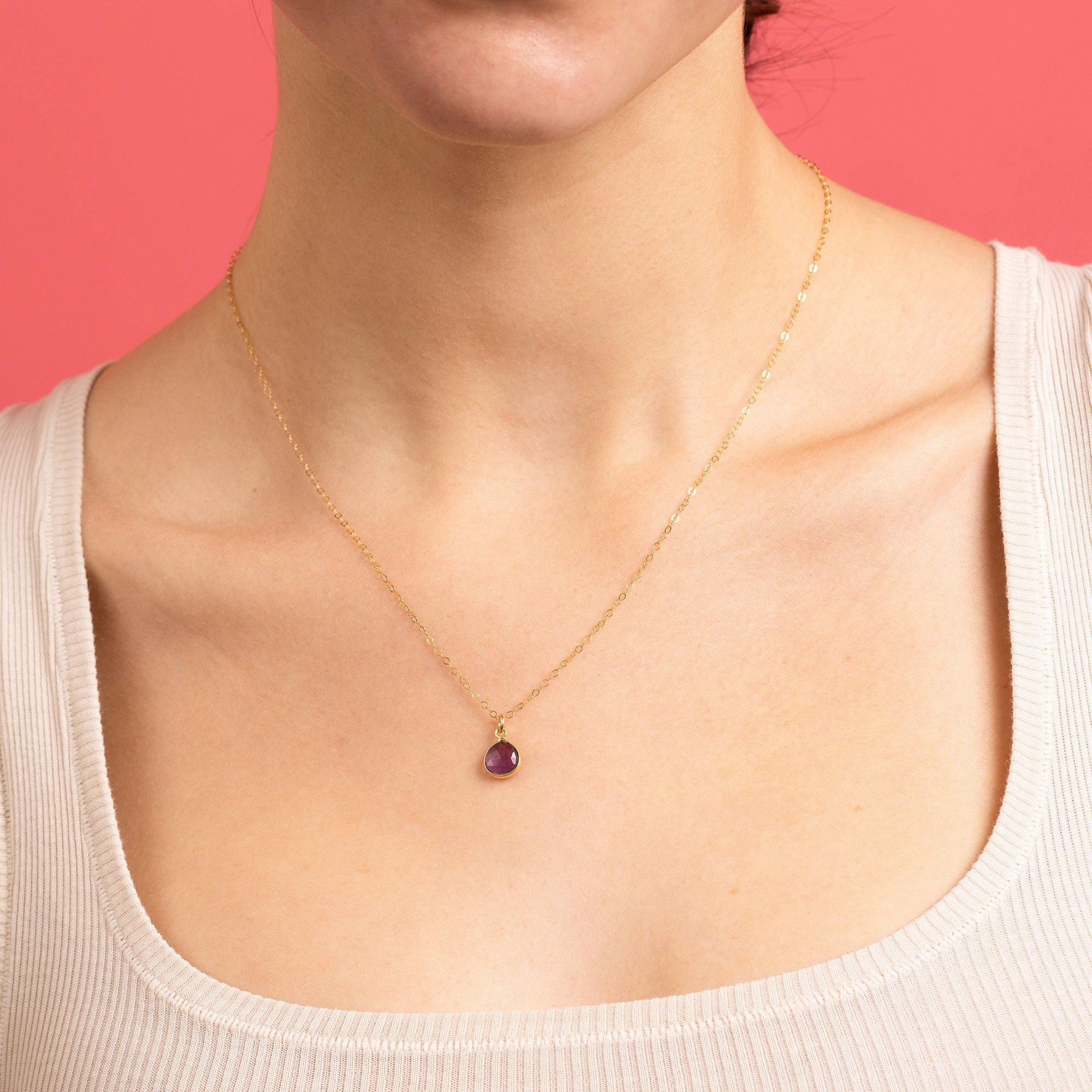 Amethyst Drop  Gemstone Pendant Necklace Necklaces Soul & Little Rose   