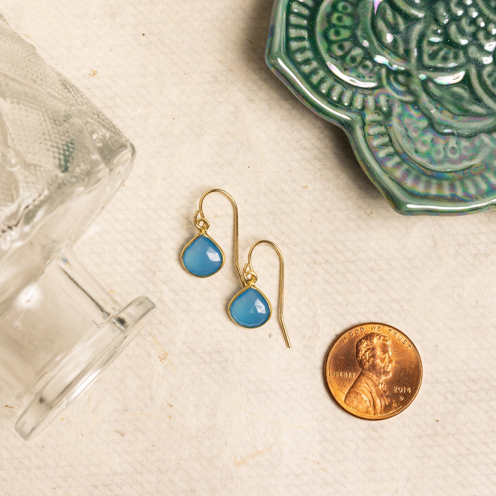 Blue Chalcedony Gold Drop Earrings Earrings Soul & Little Rose