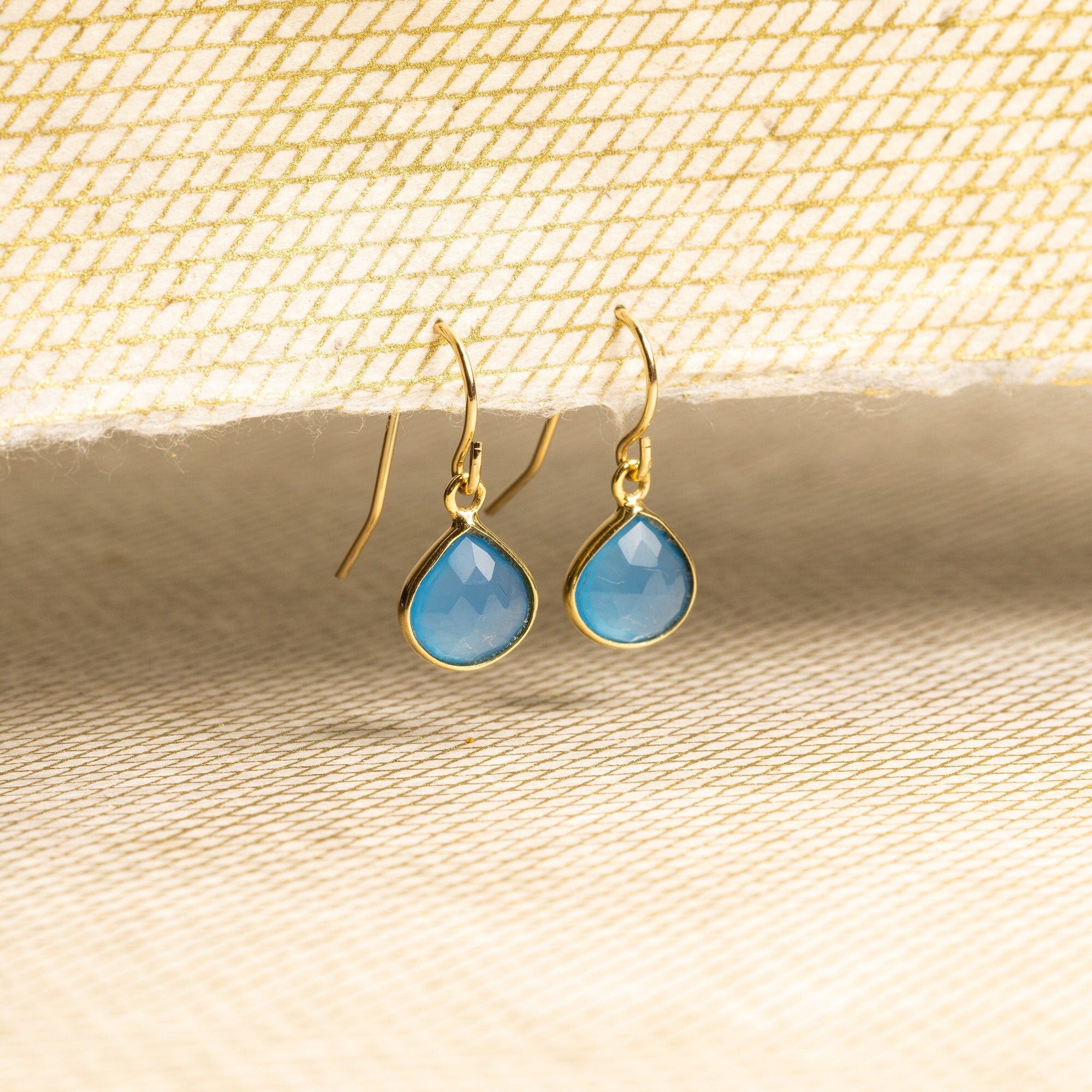 Blue Chalcedony Gold Drop Earrings Earrings Soul & Little Rose