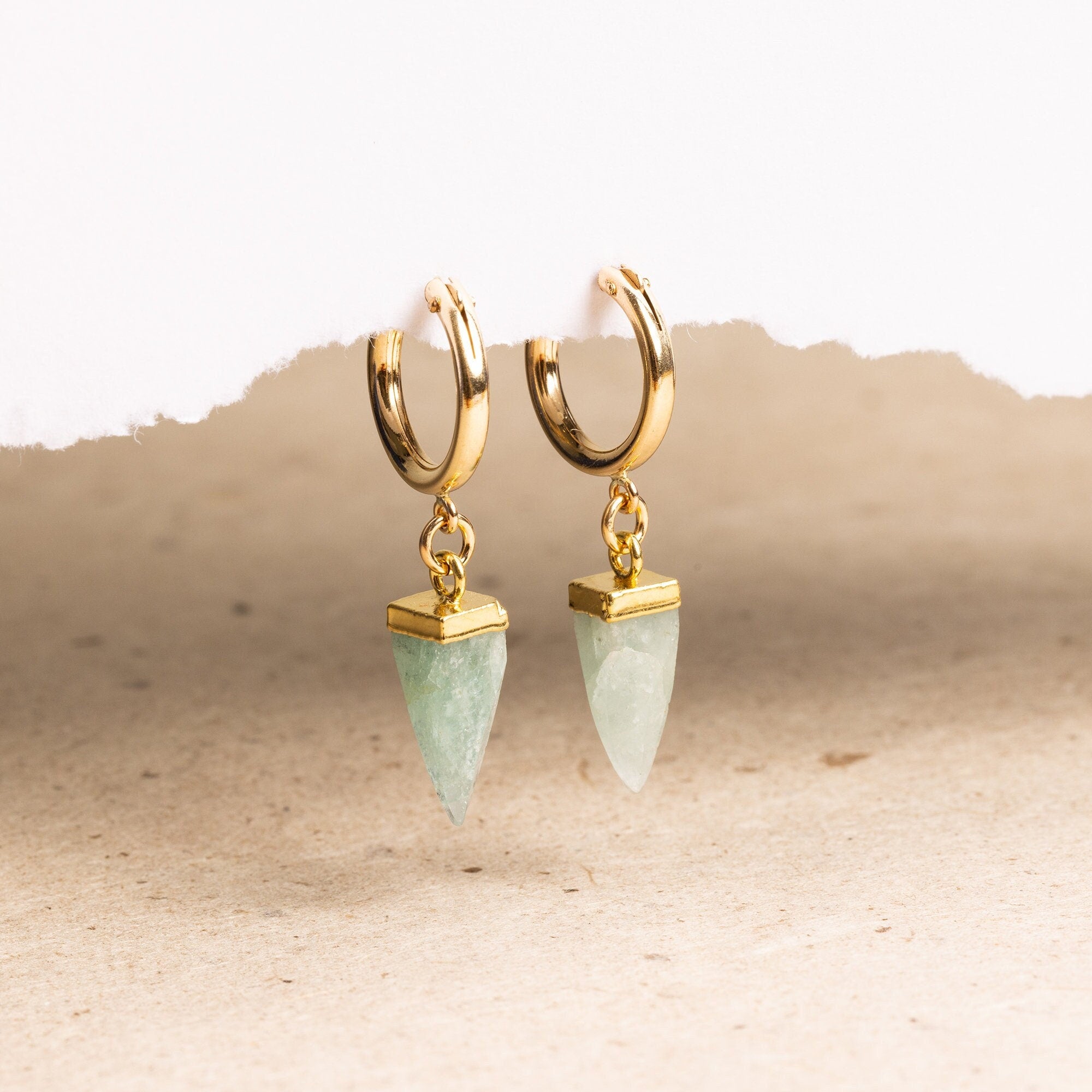 Aquamarine Pendulum Gemstone Spikes Earrings Soul & Little Rose   