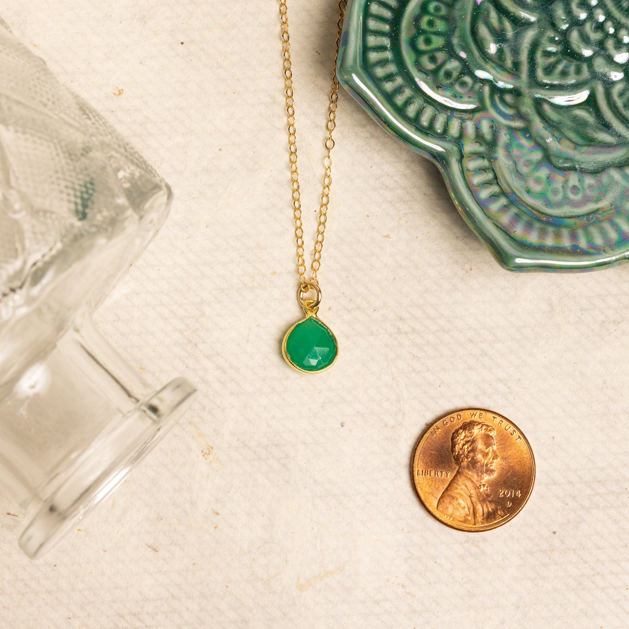 Chrysoprase Teardrop Gemstone Gold Necklace Necklaces Soul & Little Rose