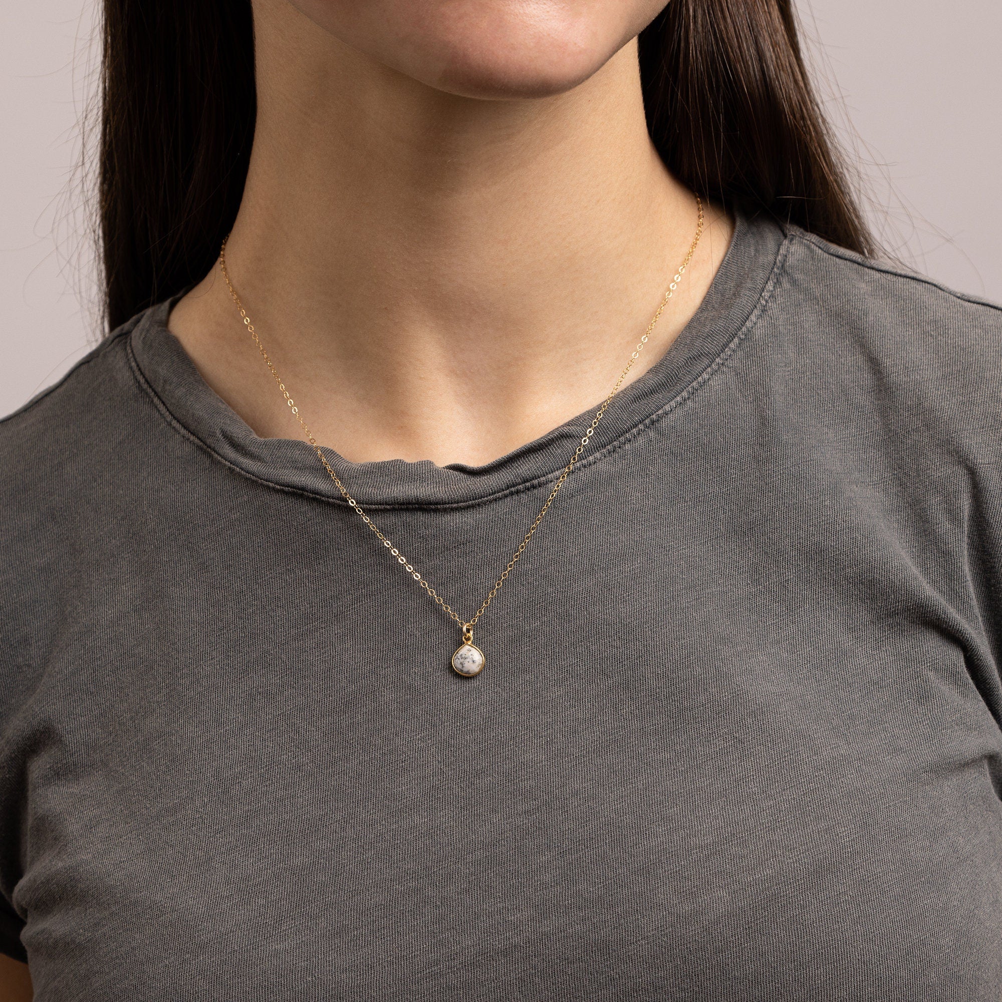 Dendrite Opal Teardrop Gold Necklace Necklaces Soul & Little Rose