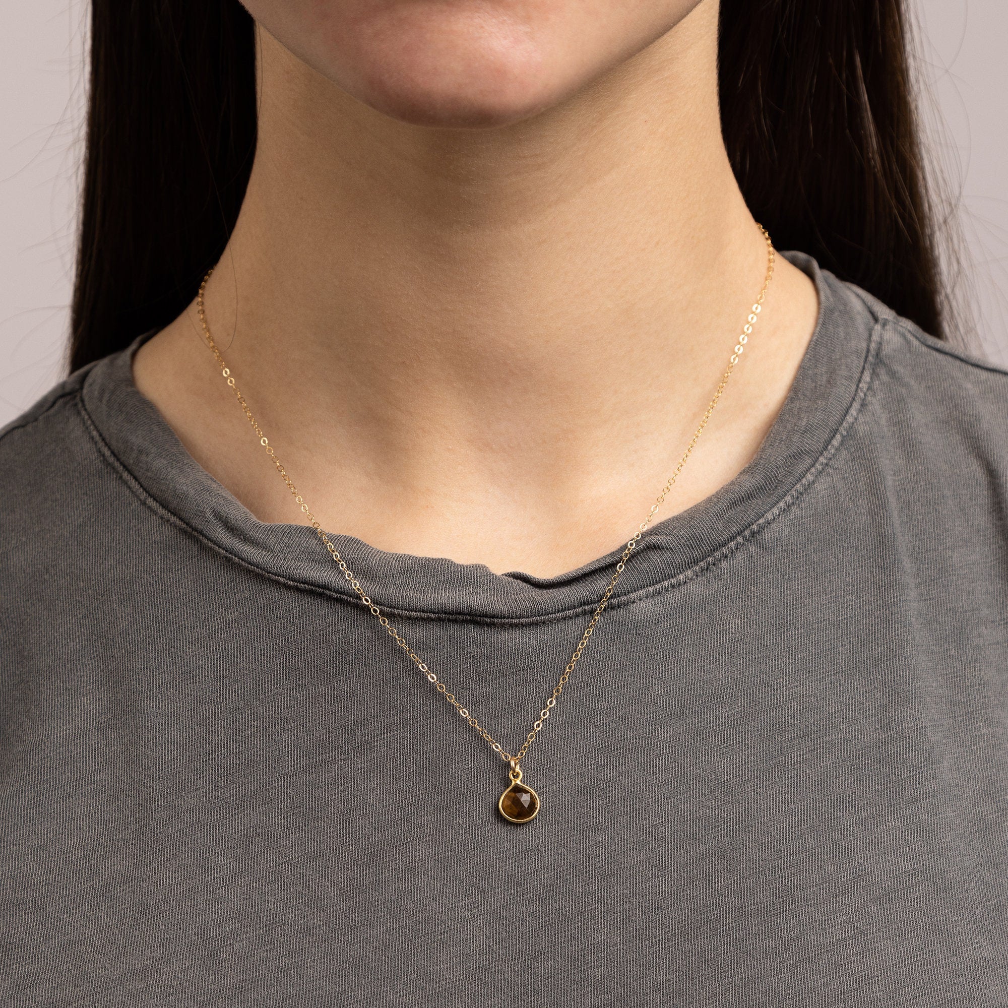 Tiger Eye Teardrop Pendant Gold Necklace Necklaces Soul & Little Rose