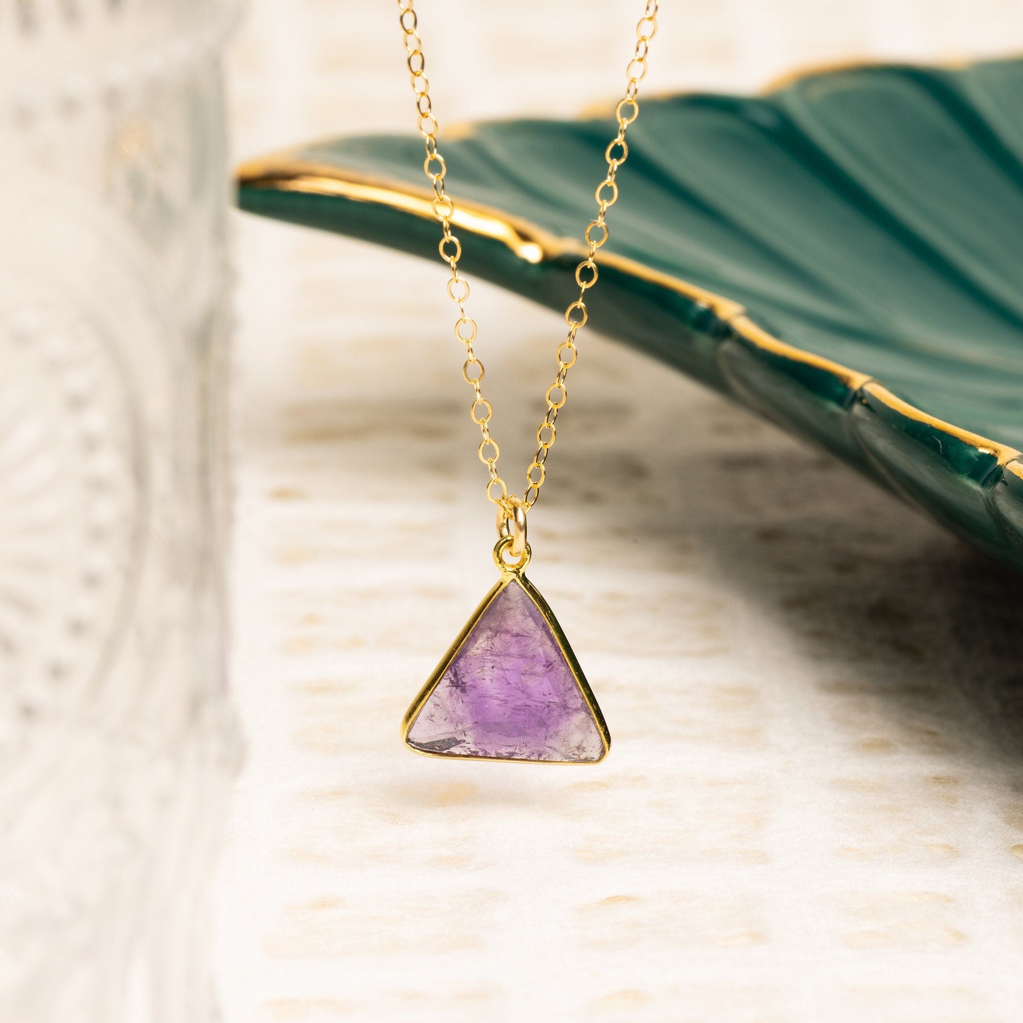 Amethyst Triangle Gemstone Necklace Necklaces Soul & Little Rose   