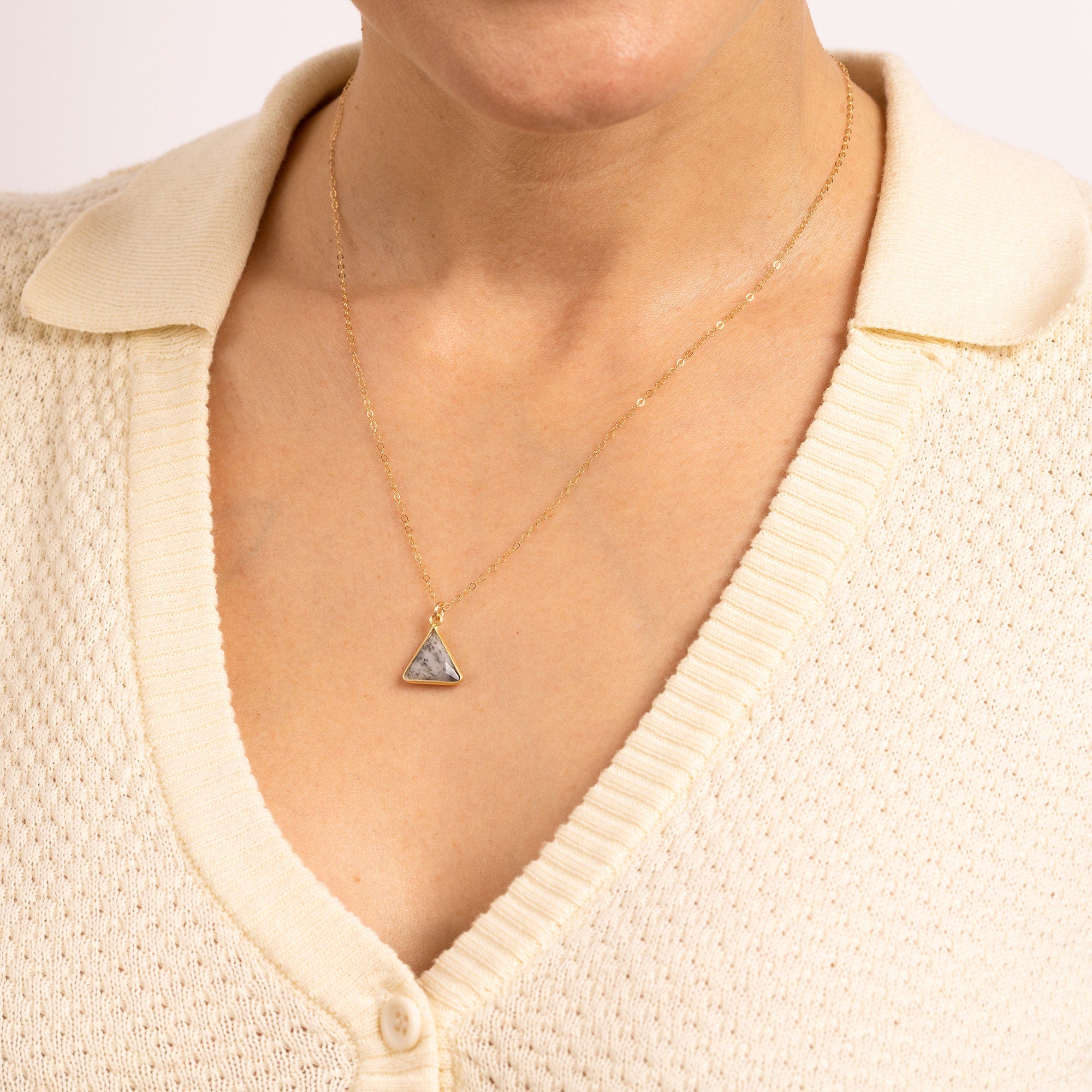Dendrite Opal Triangle Gemstone Gold Necklace Necklaces Soul & Little Rose