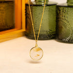Golden Rutilated Quartz Gold Circle Pendant Necklace Necklaces Soul & Little Rose