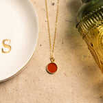 Red Onyx Small Circle Disc Pendant Necklace Necklaces Soul & Little Rose