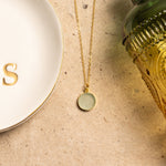 Aqua Chalcedony Small Gold Disc Round Necklace Necklaces Soul & Little Rose