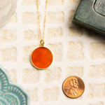 Red Onyx Circle Shape Gemstone Gold Pendant Necklaces Soul & Little Rose