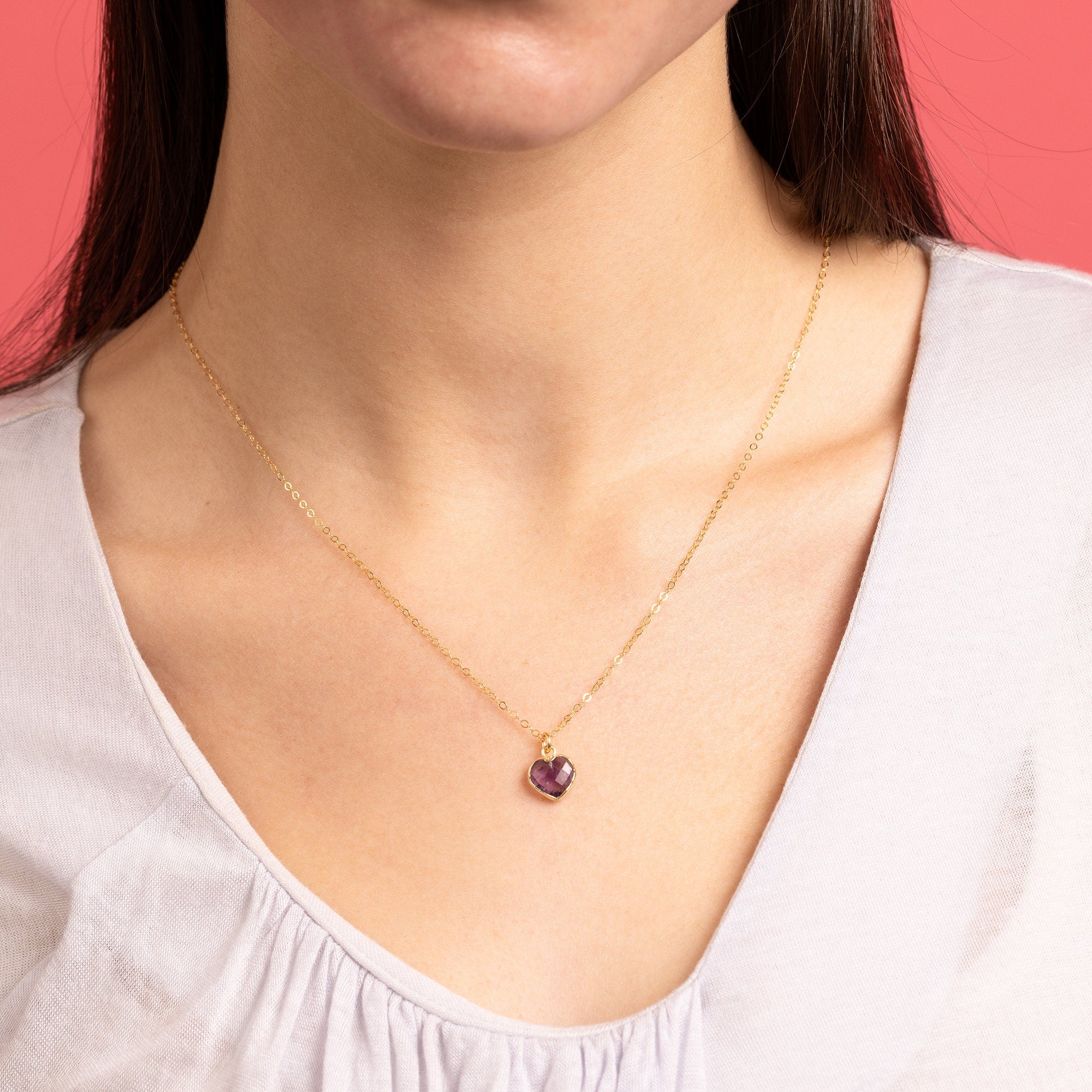 Amethyst Mini Heart Pendant Necklaces Soul & Little Rose   