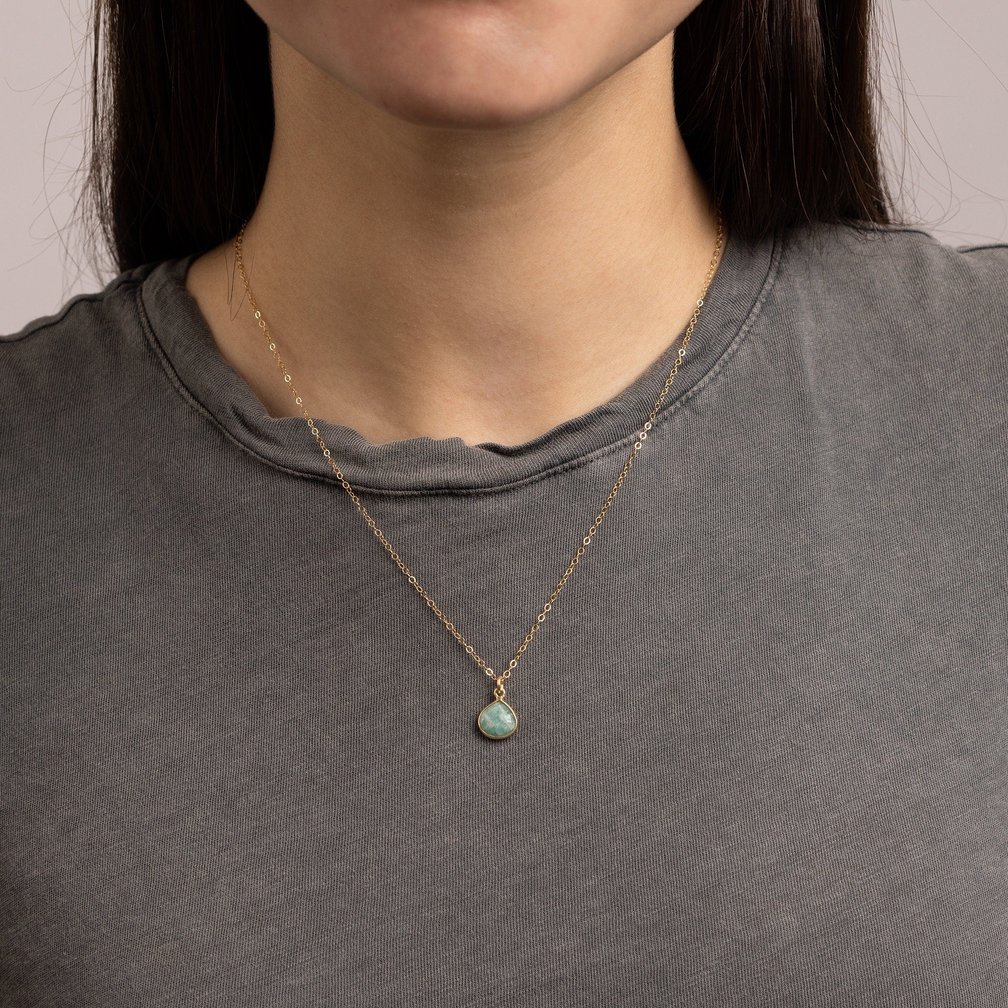 Amazonite Drop  Gemstone Pendant Necklace Necklaces Soul & Little Rose   
