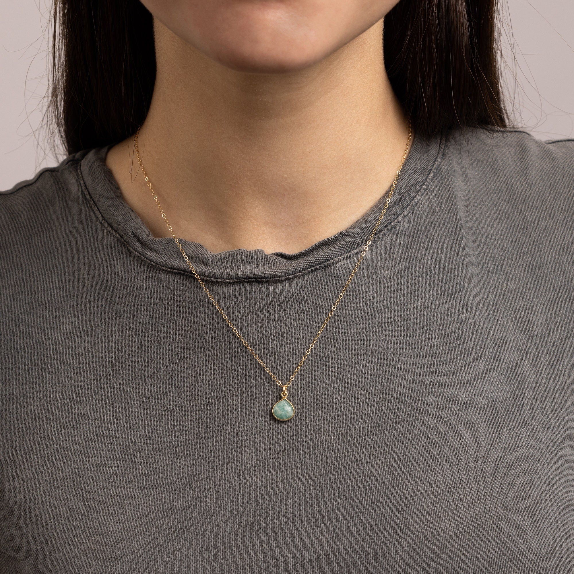 Amazonite Drop  Gemstone Pendant Necklace Necklaces Soul & Little Rose