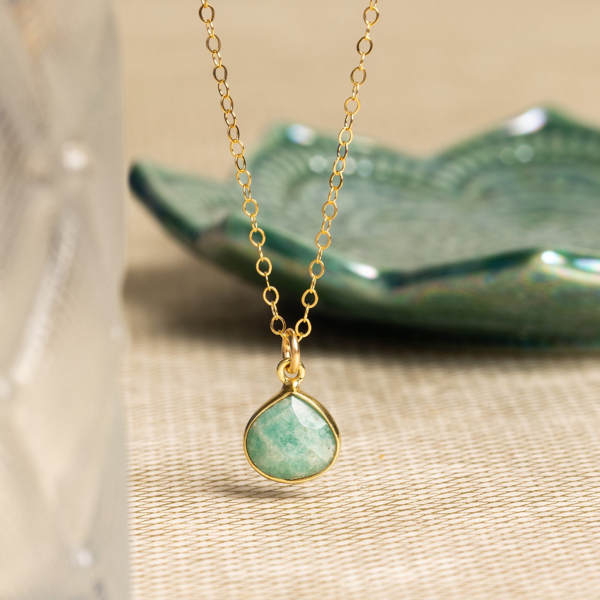 Amazonite Drop  Gemstone Pendant Necklace Necklaces Soul & Little Rose   