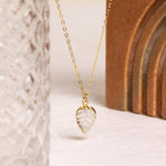 Green Amethyst Leaf Gemstone Gold Pendant Necklace Necklaces Soul & Little Rose