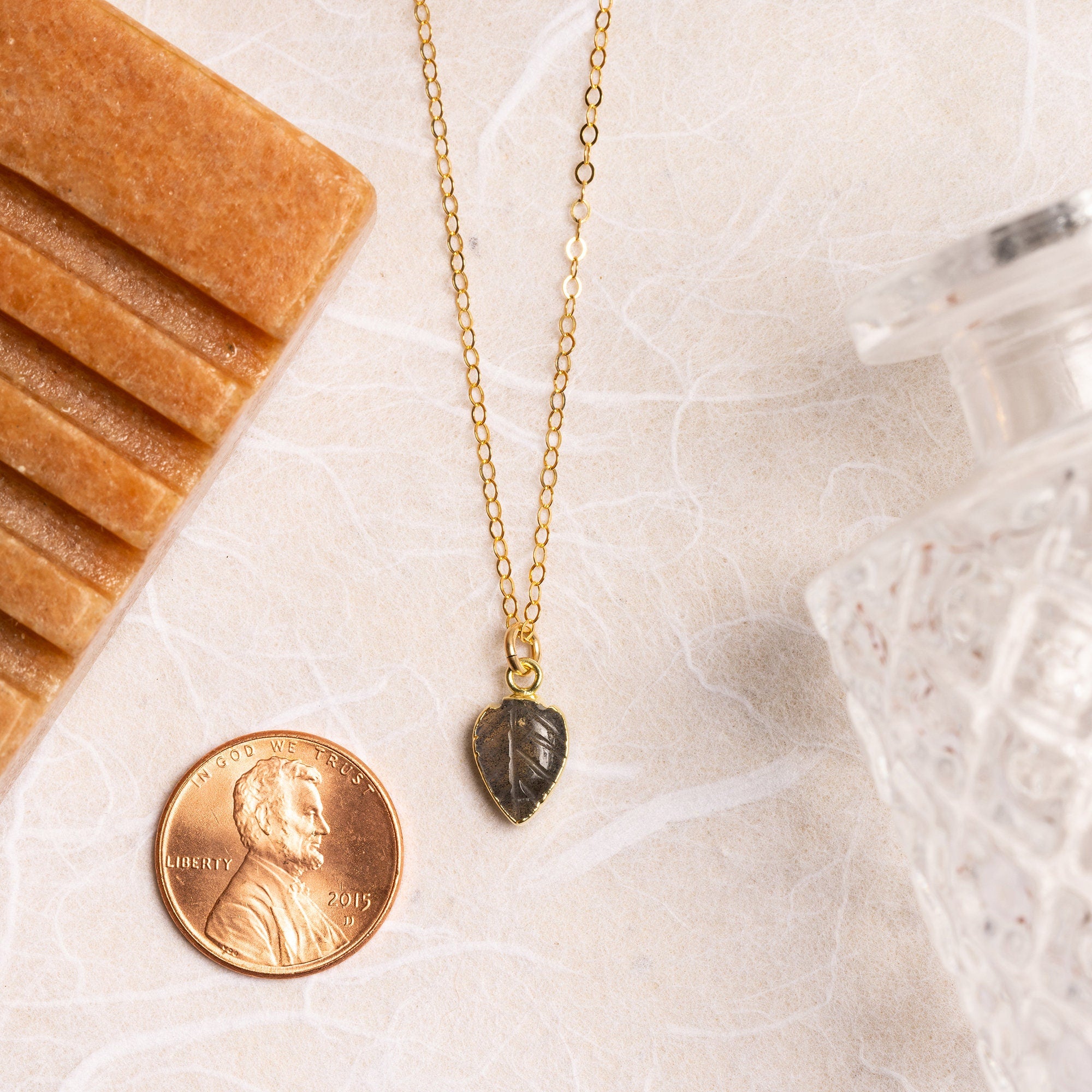 Labradorite Leaf Shape Gemstone Gold Pendant Necklace Necklaces Soul & Little Rose