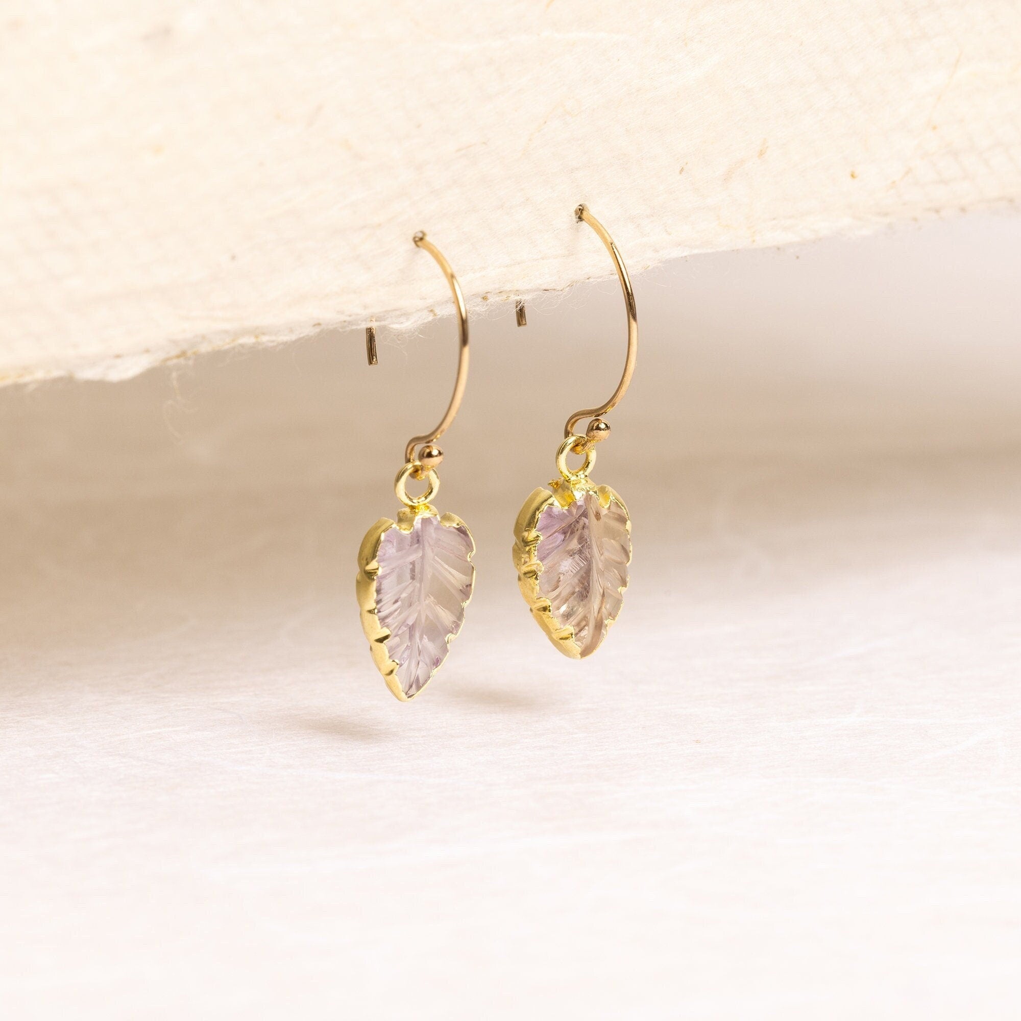 Ametrine Leaf Gold Earrings Earrings Soul & Little Rose   