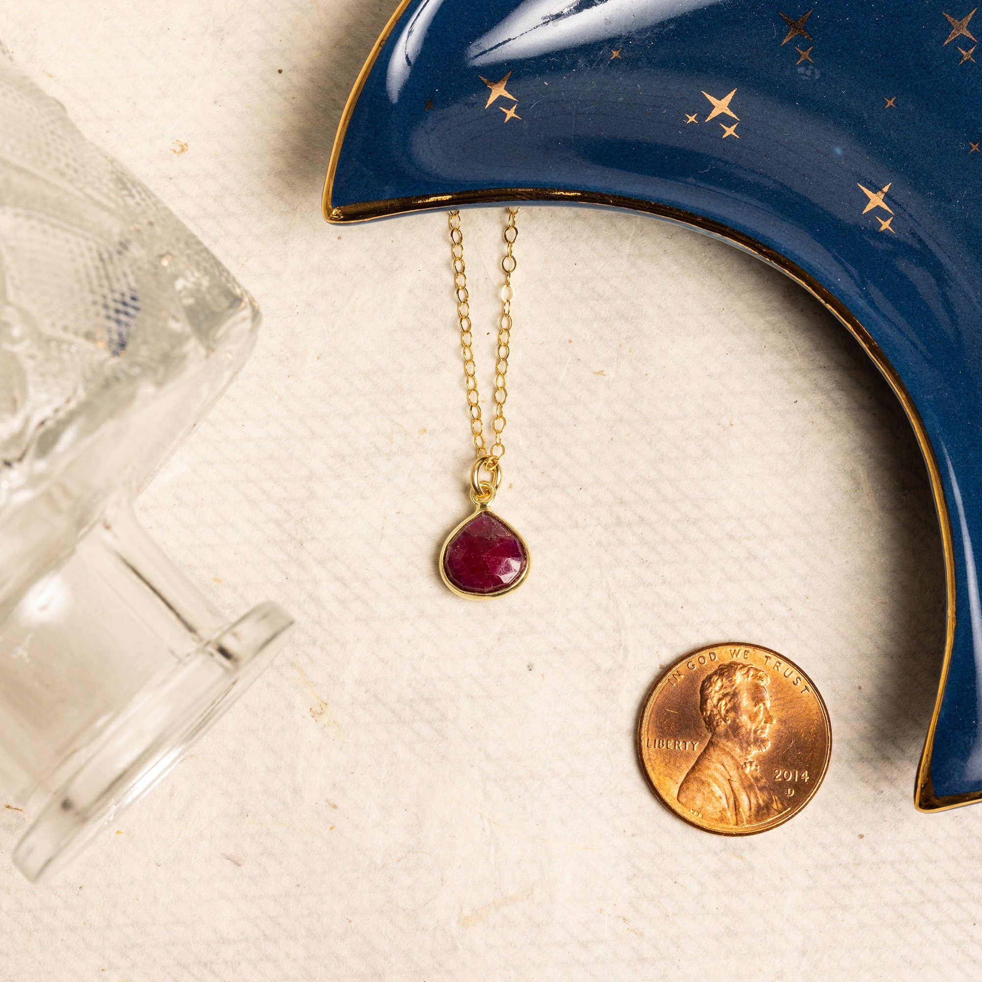 Ruby Teardrop Pendant Gold Necklace Necklaces Soul & Little Rose