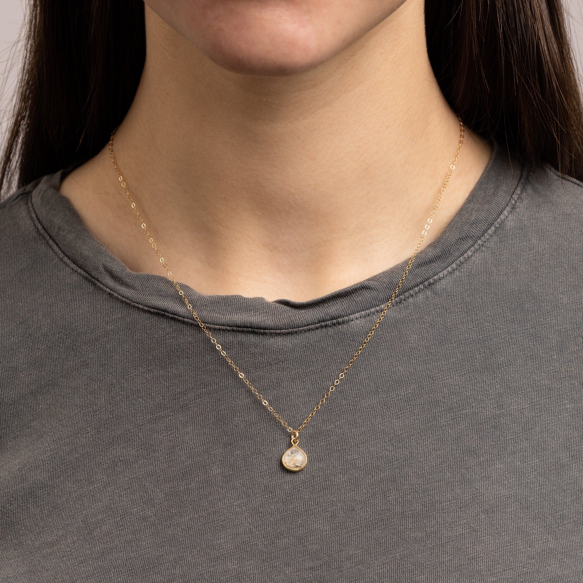 Golden Rutilated Quartz Teardrop Gold Necklace Necklaces Soul & Little Rose