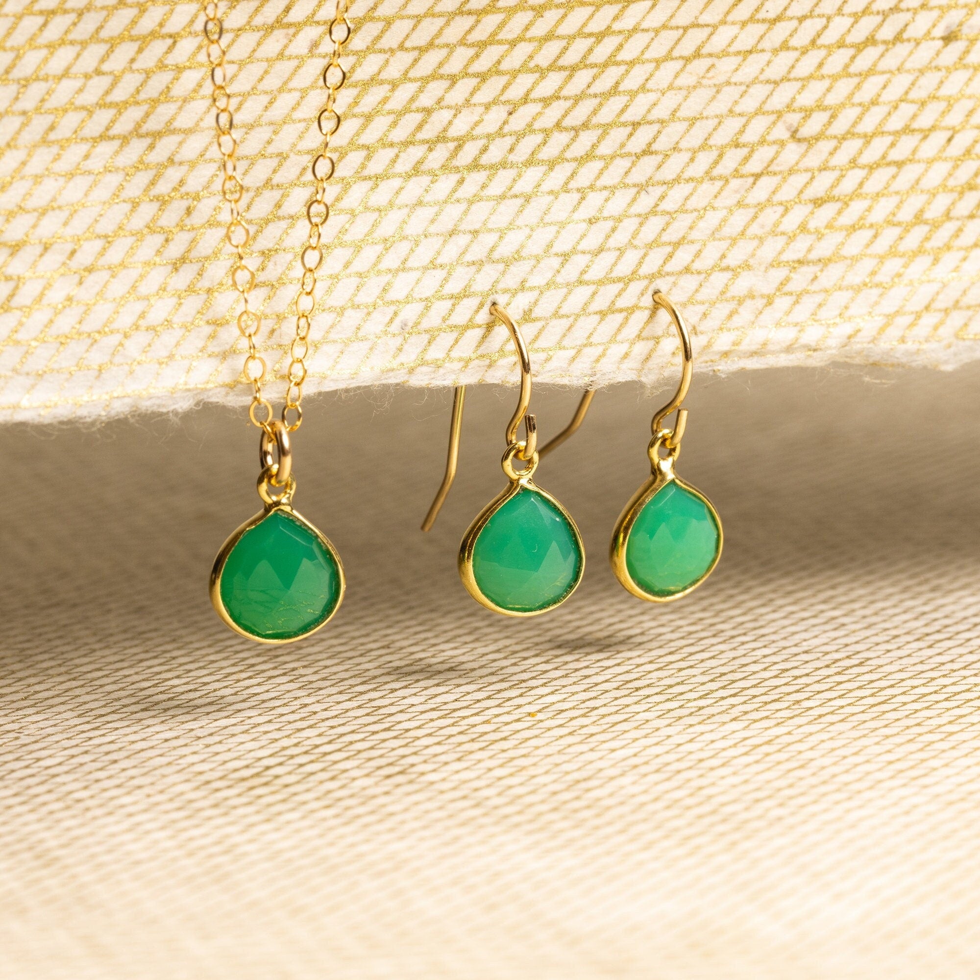 Chrysoprase Necklace and Drop Earrings Matching Set Necklace and Earrings Set Soul & Little Rose   