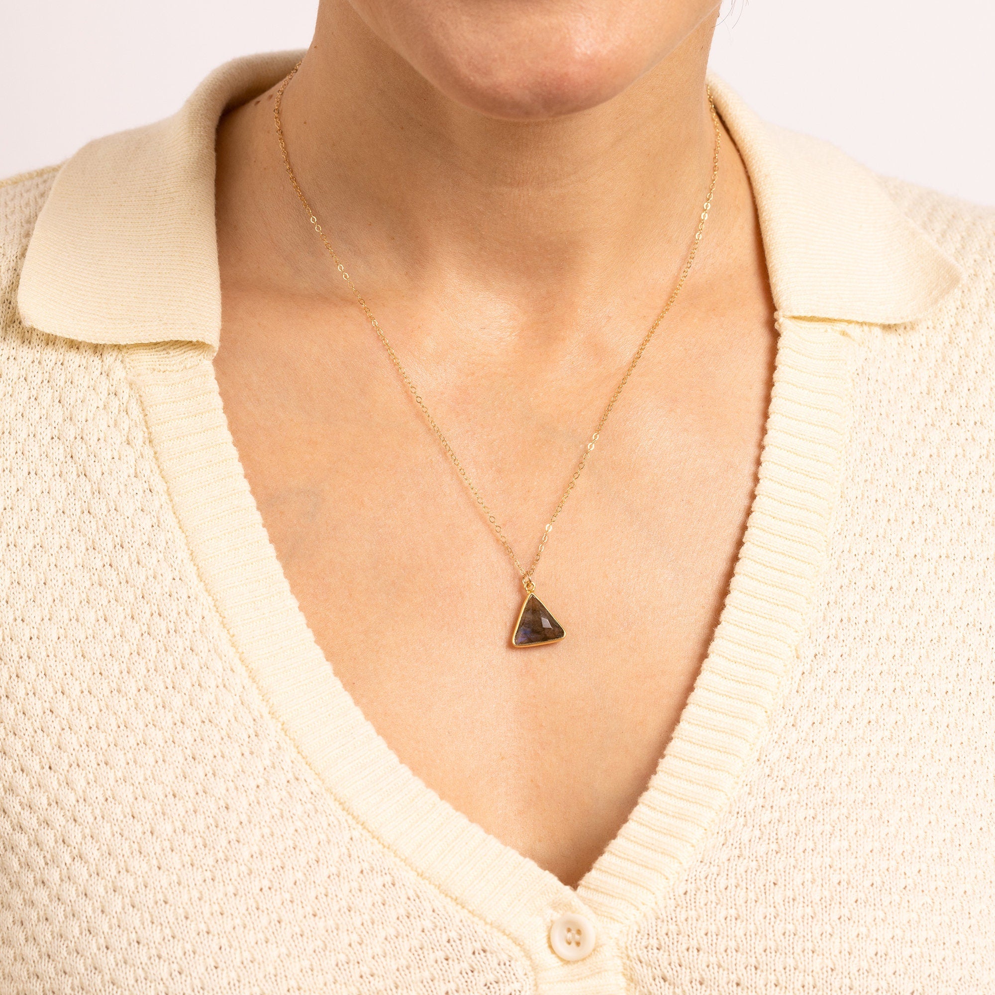 Labradorite Triangle Gemstone Gold Necklace Necklaces Soul & Little Rose