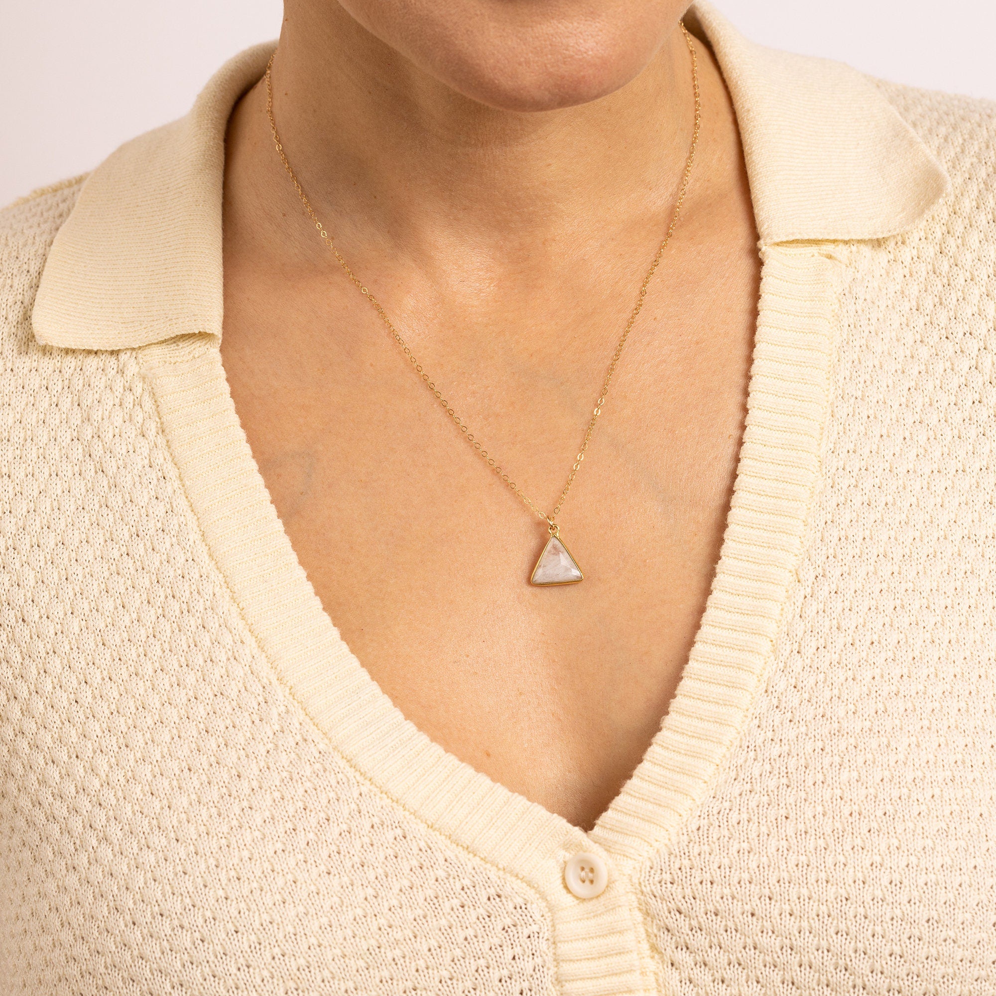 Moonstone Triangle Gemstone Gold Necklace Necklaces Soul & Little Rose