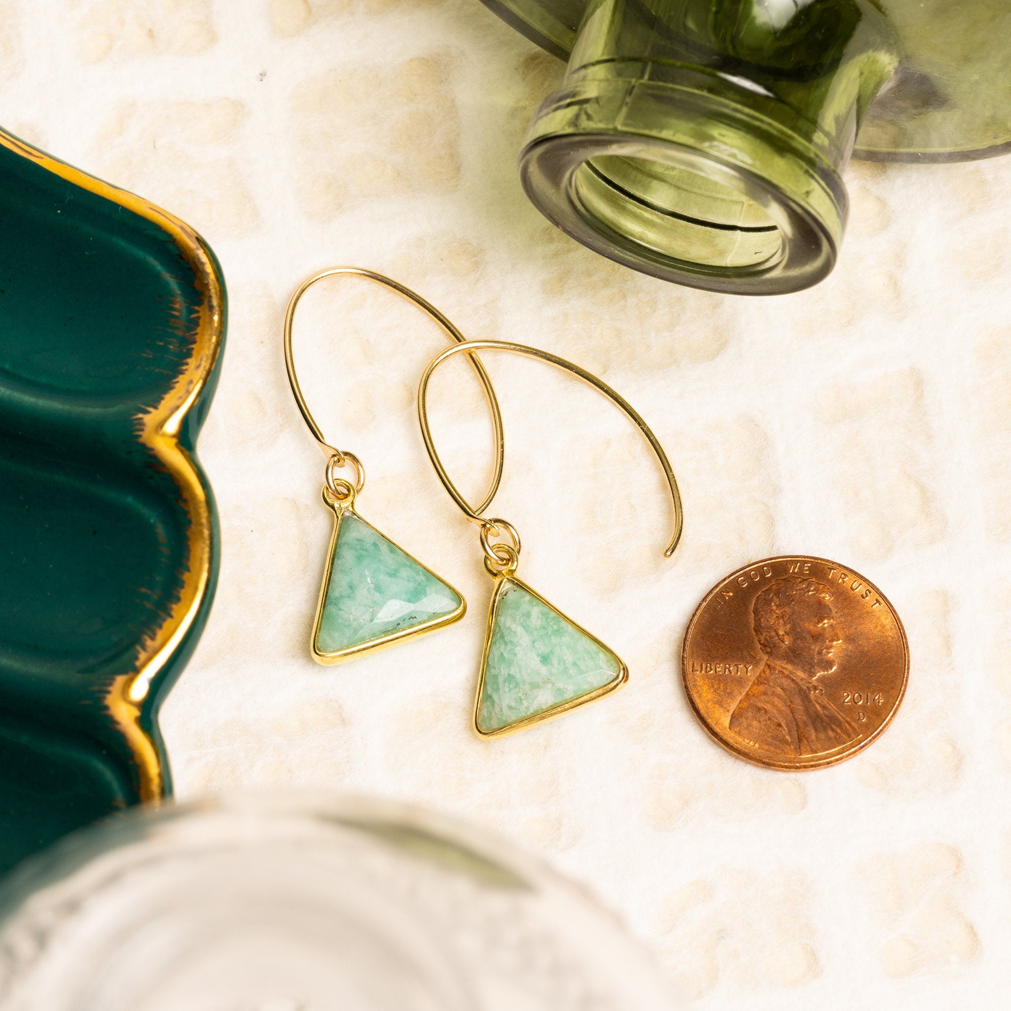 Amazonite Gemstone Triangle Drop Earrings Earrings Soul & Little Rose   