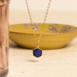 Lapis Lazuli Gemstone Hexagon Pendant Gold Necklace Necklaces Soul & Little Rose