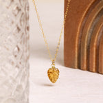 Citrine Gemstone Leaf Shape Gold Necklace Necklaces Soul & Little Rose