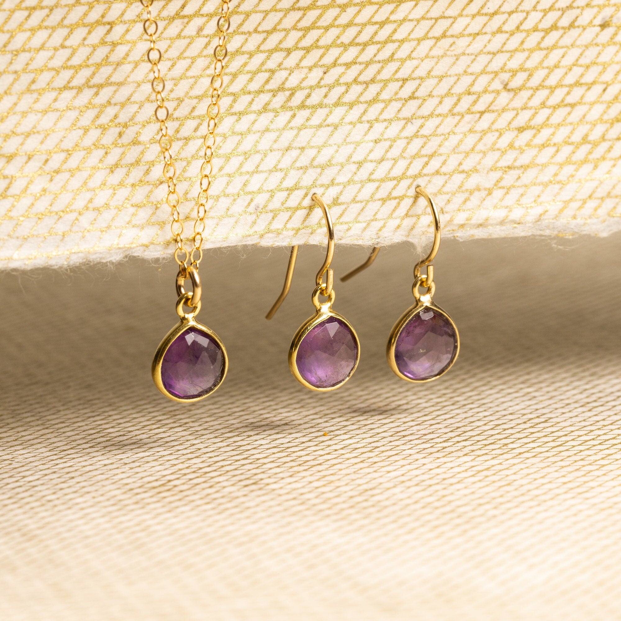 Amethyst Necklace and Drop Earrings Matching Set Necklace and Earrings Set Soul & Little Rose   