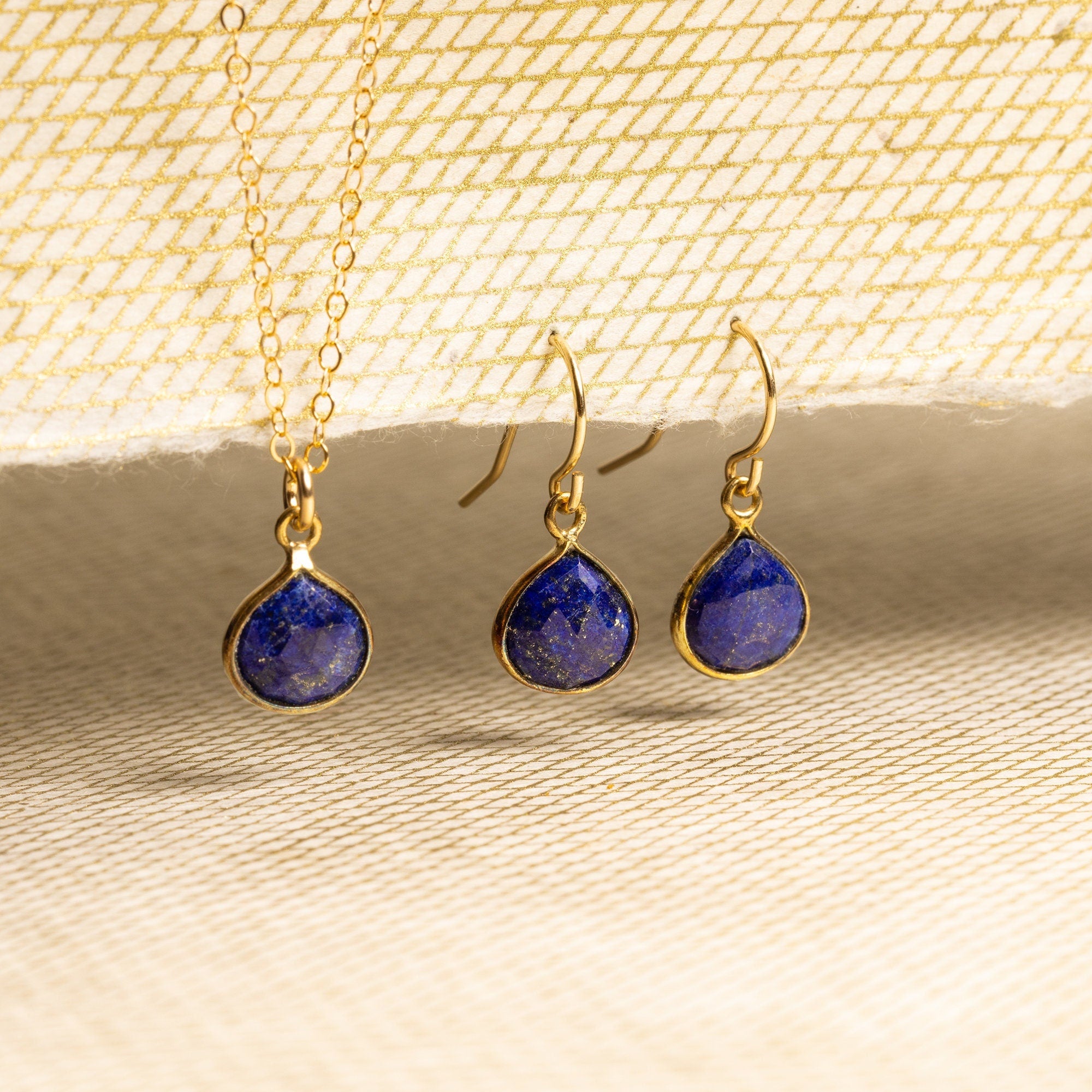 Lapis Lazuli Necklace and Drop Earrings Matching Set Necklace and Earrings Set Soul & Little Rose   