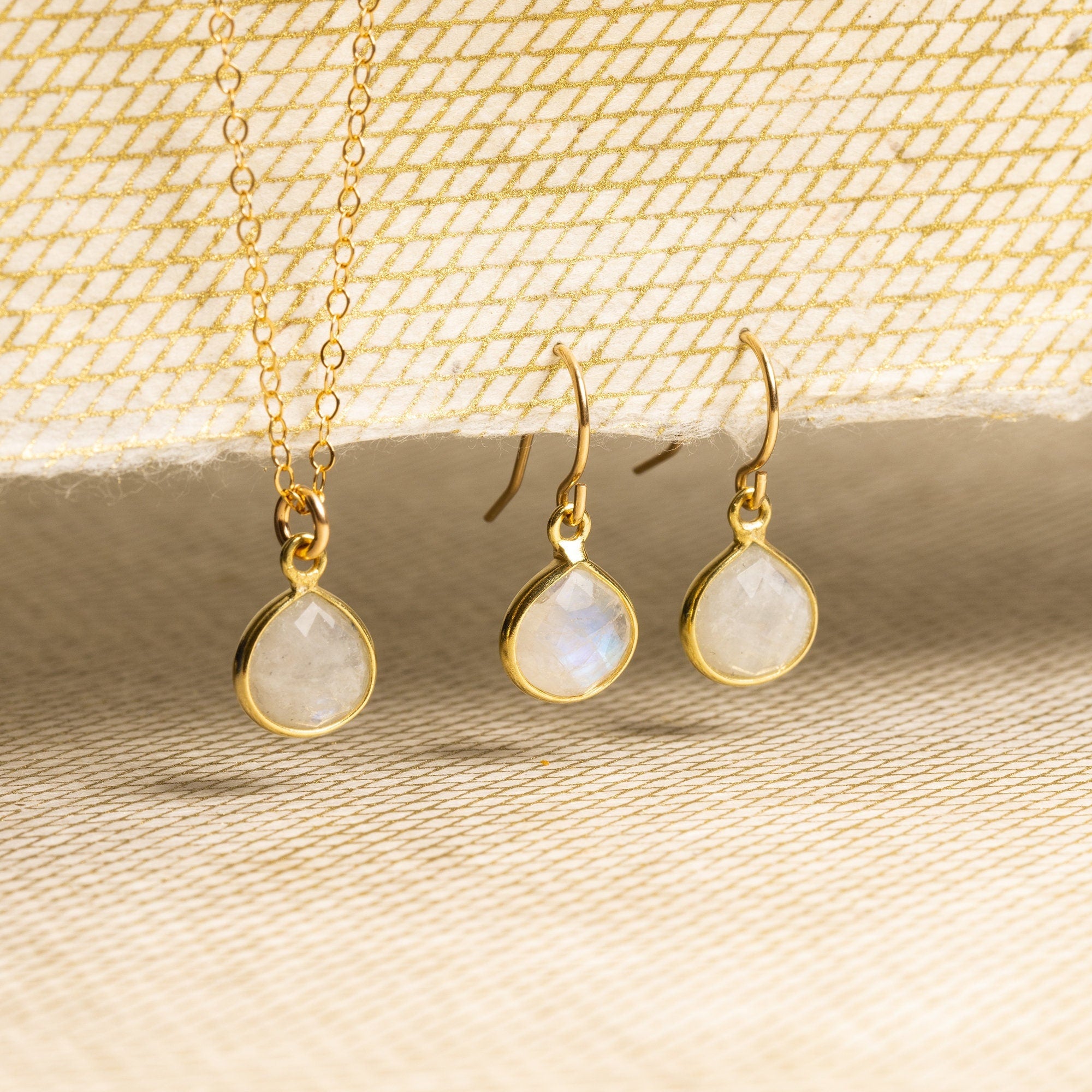 Moonstone Necklace and Drop Earrings Matching Set Necklace and Earrings Set Soul & Little Rose   