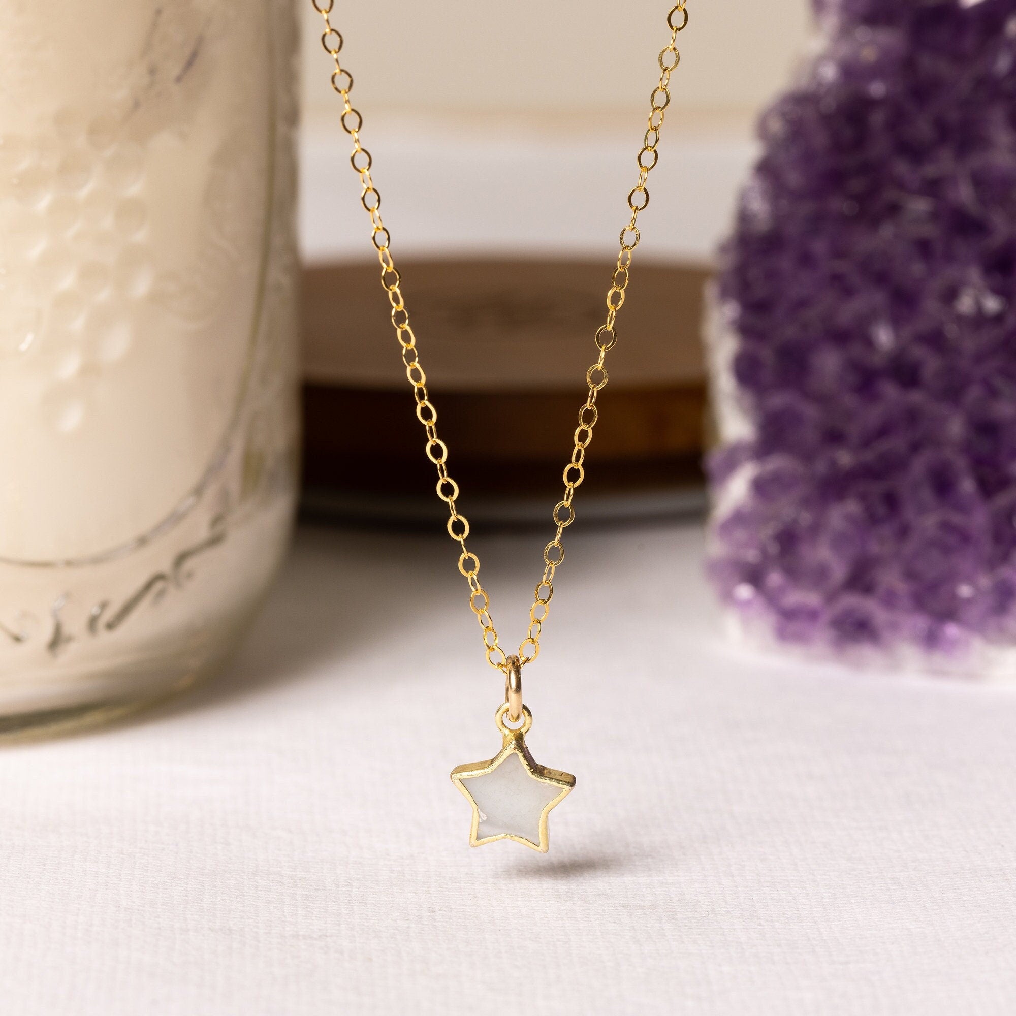 Mother of pearl Star pendant necklace on 14k Gold Filled Chain Necklaces Soul & Little Rose   