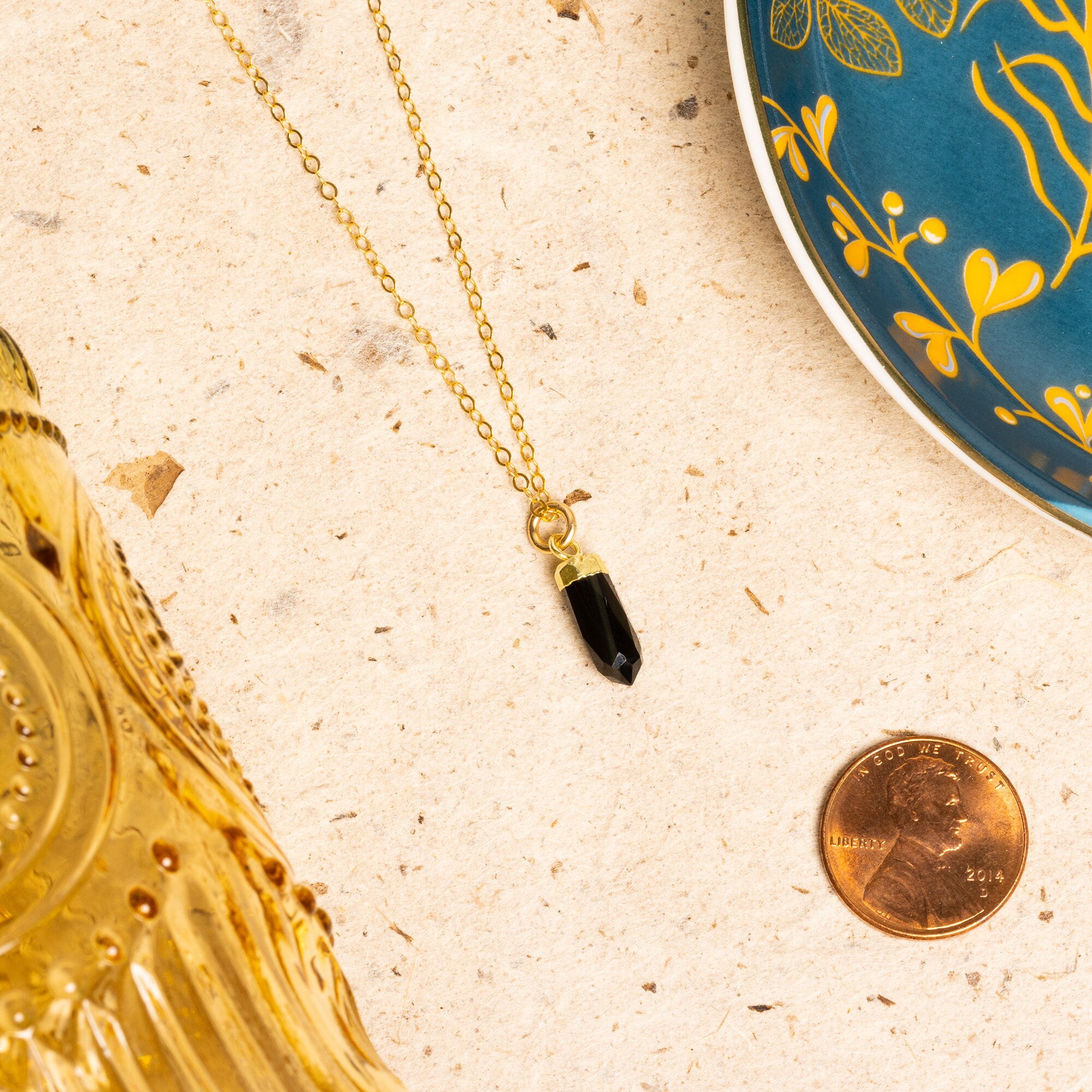 Obsidian Point Necklace on 14k Gold Filled Cable Chain Necklaces Soul & Little Rose   