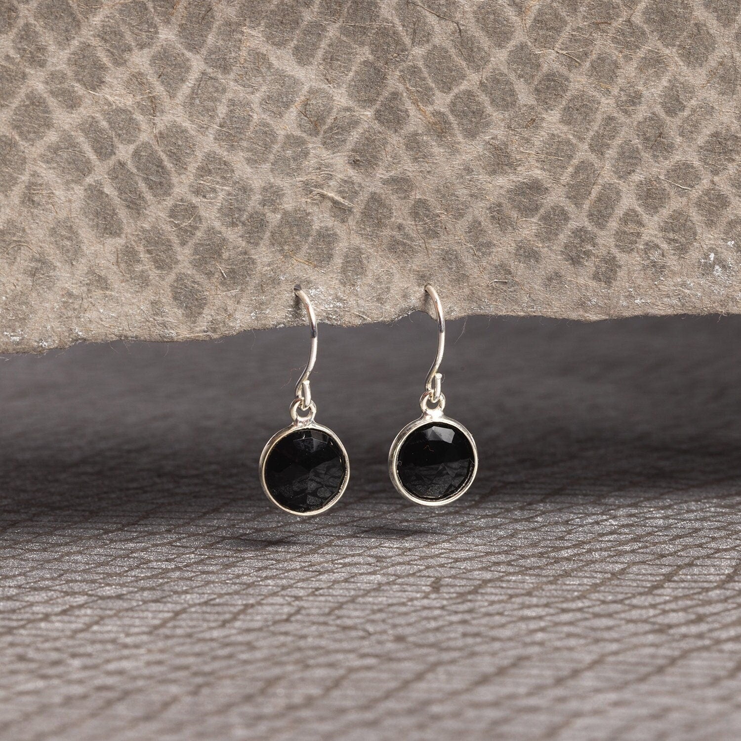 Black Onyx Round Drop Earrings on 925 Sterling Silver Ear Wires Earrings Soul & Little Rose   