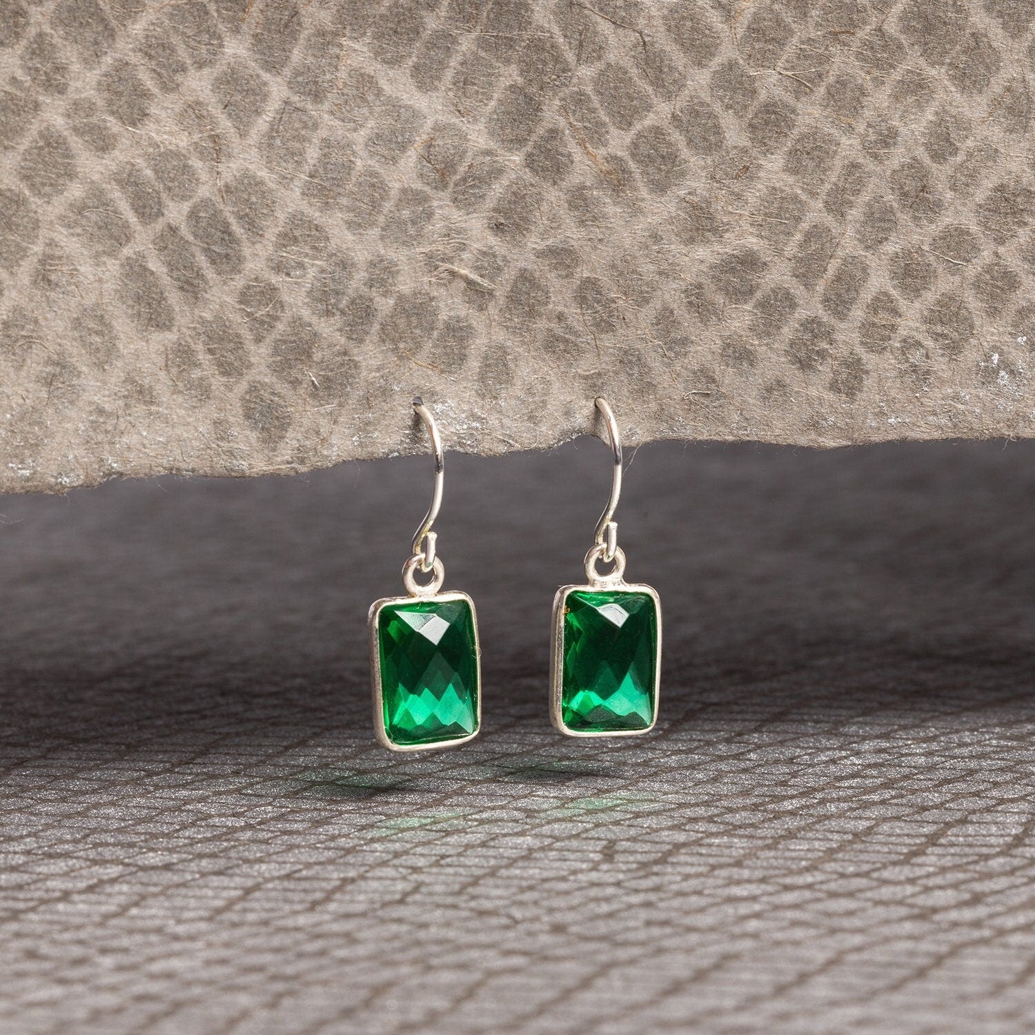 Green Quartz Pillow Shape Drop Earrings 925 Sterling Silver Earwire Earrings Soul & Little Rose   