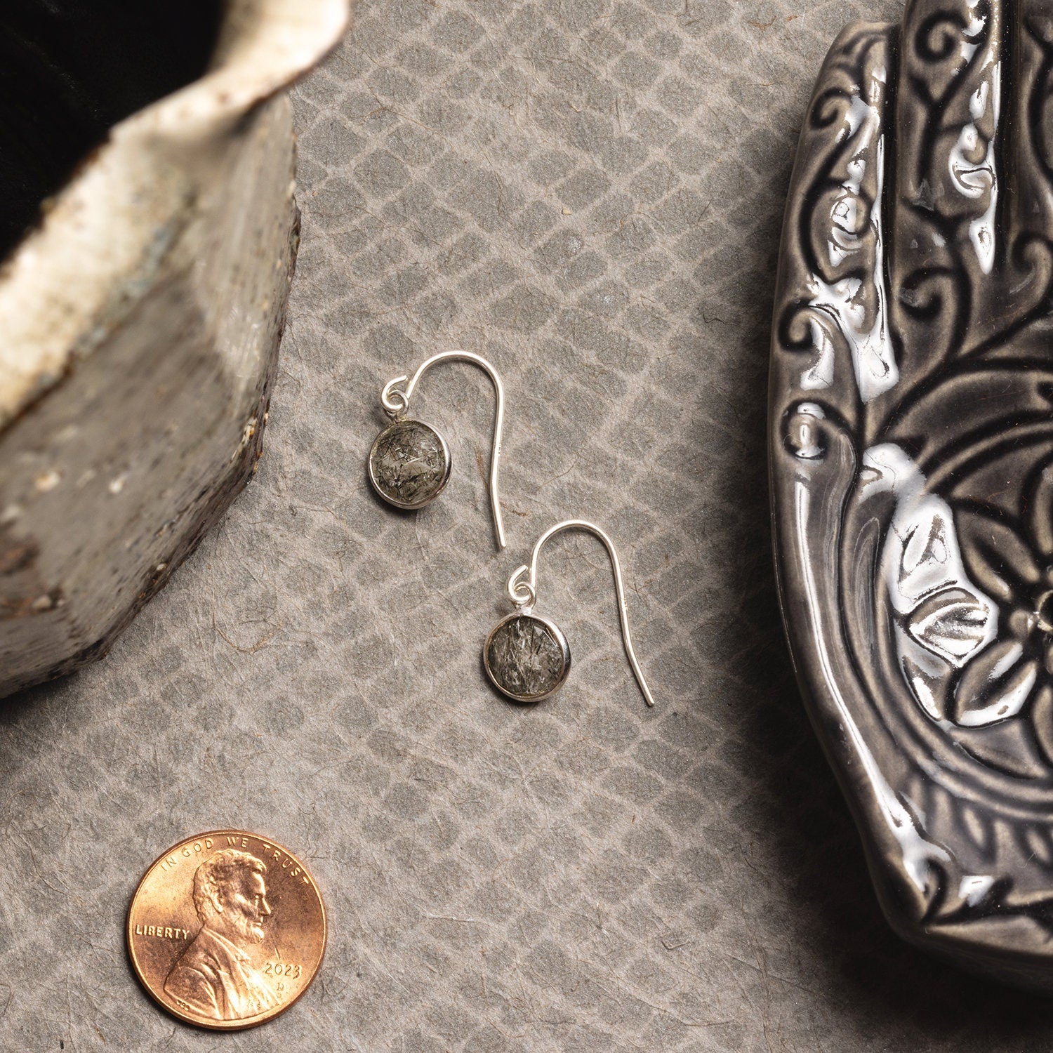 Tourmalinated Quartz Drop Earrings on 925 Sterling Silver Earwires Earrings Soul & Little Rose   