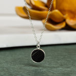 Black Obsidian 925 Sterling Silver Round Disc Pendant Necklaces Soul & Little Rose   