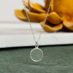 Clear Quartz 925 Sterling Silver Circle Shape Pendant Necklaces Soul & Little Rose   