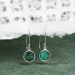 Raw Emerald 925 Sterling Silver long circle drop earrings Earrings Soul & Little Rose   