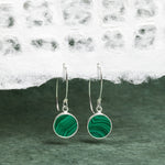 Green Malachite 925 Sterling Silver long circle drop earrings Earrings Soul & Little Rose   