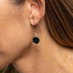 Black Obsidian 925 Sterling Silver long circle drop earrings Earrings Soul & Little Rose   